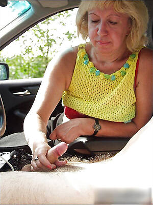 blonde amateur mature handjob in car