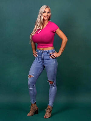 busty blonde mature in jeans high heels