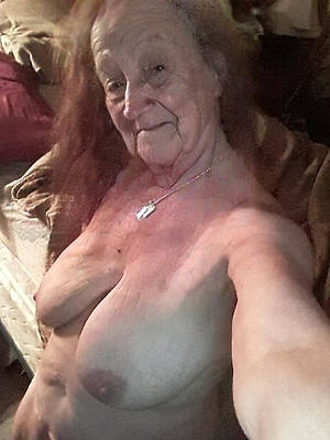very old granny posing at home nude
